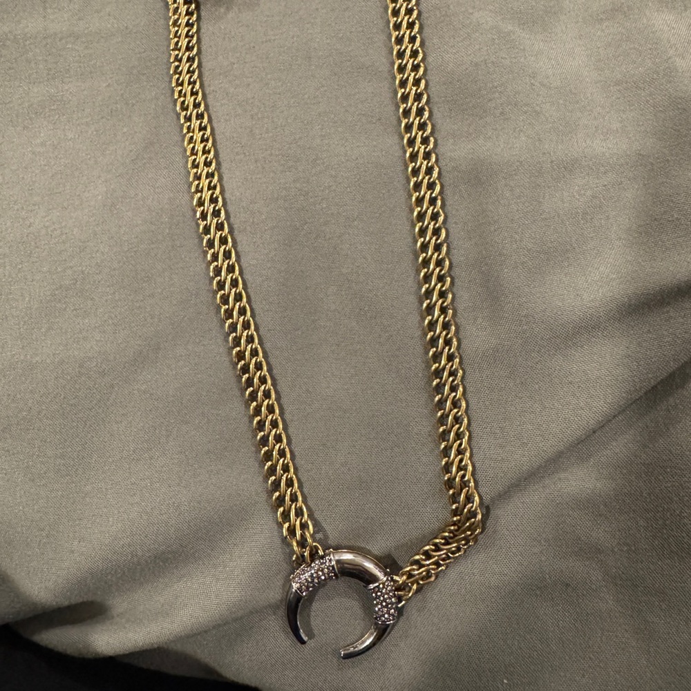 Stella and Dot Gold Crescent Pendant Necklace
